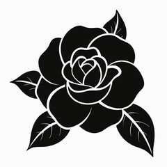 Gardenia vector clean black silhouette design white background