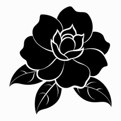 Gardenia vector clean black silhouette design white background
