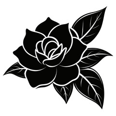 Gardenia vector clean black silhouette design white background