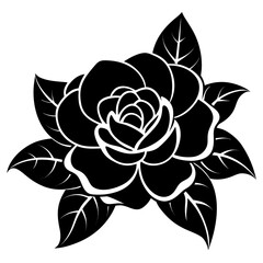Gardenia vector clean black silhouette design white background