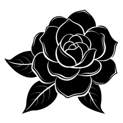 Gardenia vector clean black silhouette design white background