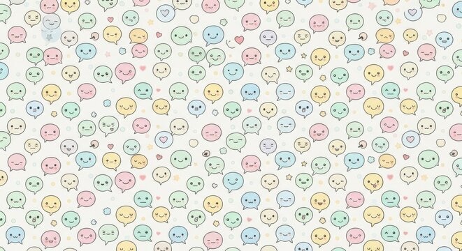 Colorful Pattern of Varied Speech Bubbles with Diverse Expressions and Symbols for Friendly