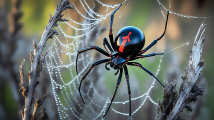 Deadly Elegance Macro Shot of a Black Widow Spider