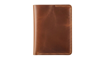 A closed, upright, rectangular leather journal in shades of brown against a black backdrop