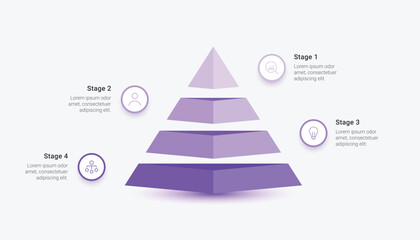 4 Step Business Pyramid Infographic Template for Stages and Processes