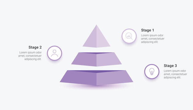 3 Step Business Pyramid Infographic Template for Stages and Processes