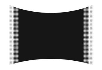 Black banner with curved halftone edges. Black and white, modern pop art or mangs style. Website header, promotional banner, social media, comics book graphics. Large central space for text or logo.
