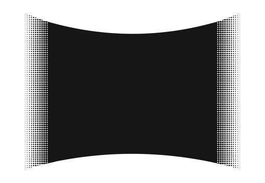 Black banner with curved halftone edges. Black and white, modern pop art or mangs style. Website header, promotional banner, social media, comics book graphics. Large central space for text or logo.