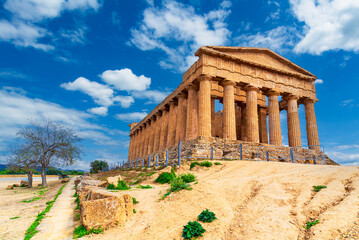 Agrigento, Sicily island, Italy: Temple of Concordia, ancient greek temple in the Valley of the temples