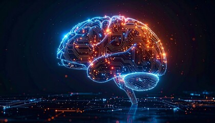 Neon brain visualization representing artificial intelligence technolo