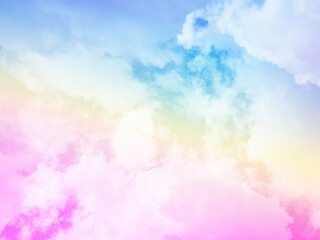 beauty sweet pastel pink and yellow colorful with fluffy clouds on sky. multi color rainbow image. abstract fantasy growing light