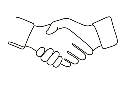 Line art illustration of a handshake symbolizing agreement and partnership