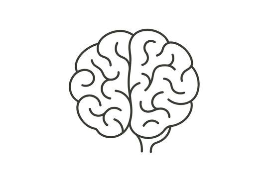 Minimalistic line drawing of a human brain with abstract details
