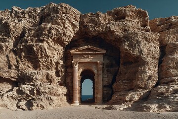 Ancient roman stone ruins landscape high resolution picture