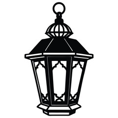 A black silhouette of a lantern vector