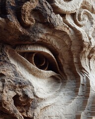 Ancient stone carving eye close up high resolution picture