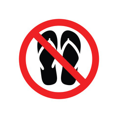 Prohibition sign clearly indicates that flip flops are not permitted in this area