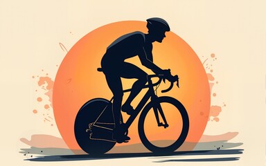 Cycling sport icon of bike racer on bicycle, bicyclist in helmet silhouette, vector symbol. Triathlon or cycling races team club badge, bicycle speed competition or athlete ride icon of cyclist
