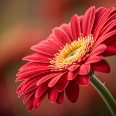 closeup shotof a red gerbera daisy flower