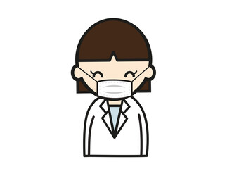 マスクをする薬剤師のイラスト