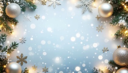 Winter wonderland celebration festive decor digital background holiday atmosphere aerial view snowflakes and ornaments for seasonal designs