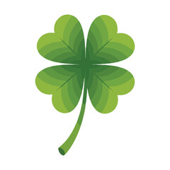 A vibrant green four leaf clover symbolizing good luck and fortune on a clean white background