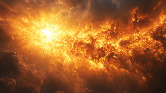 Solar flare detonation with exploding matter casting shockwave patterns 