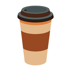 Takeaway coffee cup with lid isolated on white vector illustration