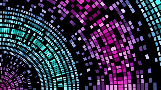 Animation seamless 4k loop Computer generated wallpaper texture element flat style with animation of rounded rectangles, circles lines light shadow 4k neon glow colorful backdrop simple forms pattern