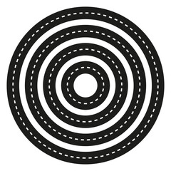 Naklejka premium Concentric road tracks. Abstract circle pattern. Dynamic Vector graphic. Simple traffic element.