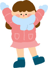 winter children illustration in warm clothes and scarves