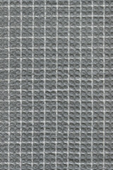 Grey White Natural Organic Cotton Large Honeycomb Waffle Weave Towel Fabric Texture Pattern Detail, Large Detailed Vertical Textured Background Macro Closeup, Creased Textile Swatch