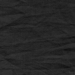 Natural bright black linen cotton blend, large detailed horizontal chinos trousers flax fibers macro closeup, rustic crumpled vintage textured burlap canvas fabric swatch background pattern backdrop