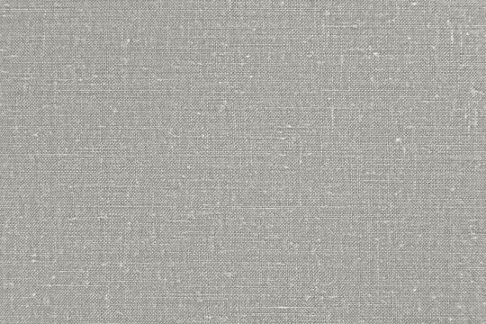 Natural bright grey linen texture background, large detailed white khaki flax fibers macro closeup, horizontal rustic taupe textured vintage burlap canvas pattern, blank empty fabric swatch copy space
