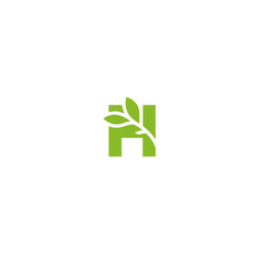 Letter H leaf logo Icon flat vector design