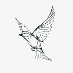 Fototapeta premium Elegant abstract line art of a bird in mid-flight, drawn with dynamic continuous strokes, ideal for decor, branding, nature themes, and modern design projects