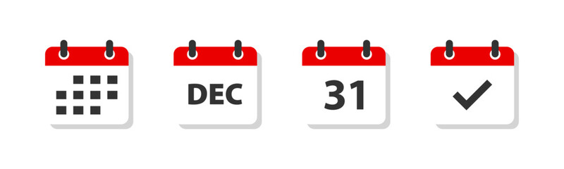 December 31 calendar icons set