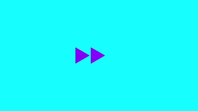Simple rewind play button animation loading with smooth motion on a green background. 4k video