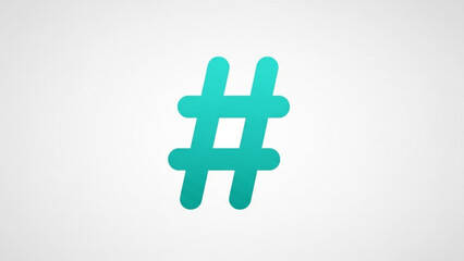 Fototapeta premium Bright cyan hashtag symbol icon for social media marketing concept or digital communication theme