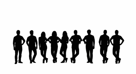 Silhouette of a Group of People Standing Together.