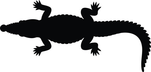Naklejka premium Top View Black Silhouette of a Crocodile with Open Mouth