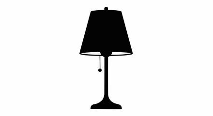 Elegant black table lamp silhouette against a clean white background for design.