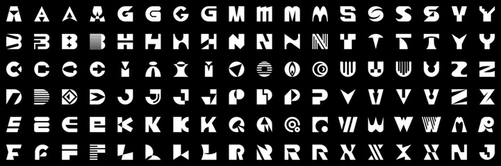 Abstract logos collection with letters. Geometrical abstract logos. Icon design