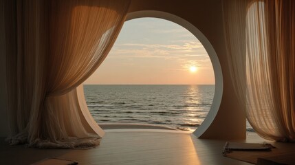 Sunset view from serene coastal room