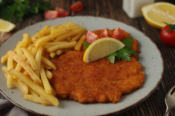 A Viennese schnizel with french fries