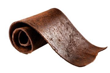 Chocolate curl isolated on transparent background, a sweet and delicate garnish