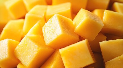 Close-up of cubed, ripe mangoes (1)