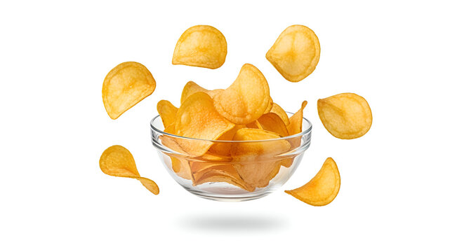 potato chips isolated on white background