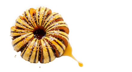 Delicious glazed donut with chocolate drizzle and icing drip