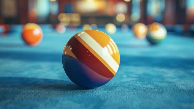 A bright billiard ball on a blue table cloth emphasises the atmosphere of excitement, perfectly complementing the design of gaming establishments as a thematic backdrop.
